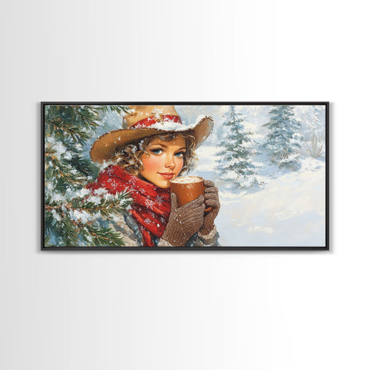 Autumn Meets Winter Framed Canvas Print Featuring Orange and Red Foliage, Adding a Unique Blend of Seasonal Colors to Your Wall Decor