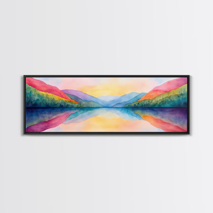 Abstract Watercolor Painting Landscape, Canvas Print, Rainbow Landscape Painting, Nursery Decor, Above Sofa Art