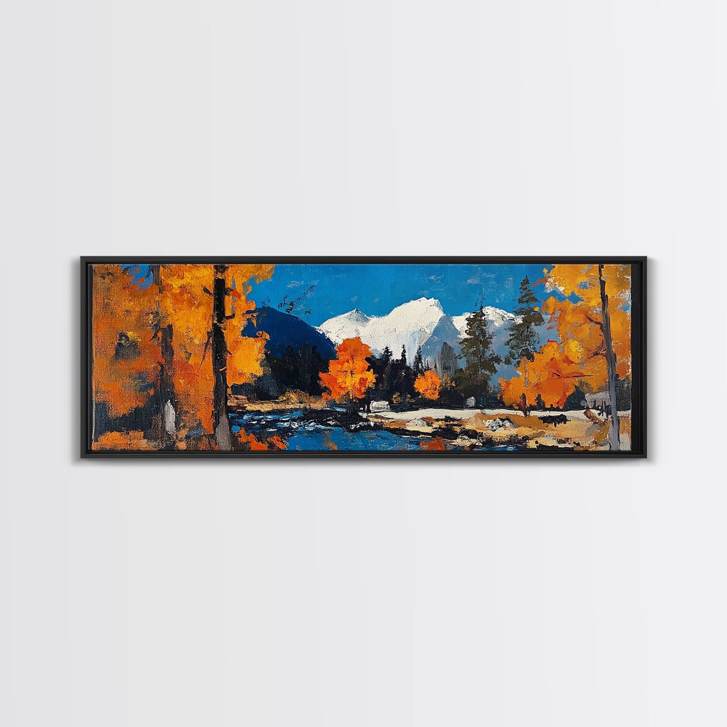 Landscape Wall Art Framed - Horizontal Landscape Print - Fall landscape Painting - Panoramic Landscape Wall Art - Woodlands Painting - Nature Art