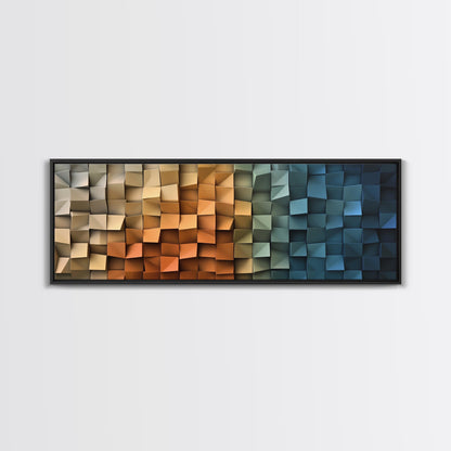 The Beach as Cubes - Framed Canvas Print - Abstract Geometric Patterns Wall Art