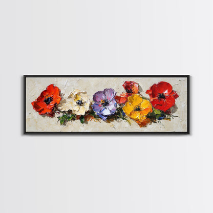 Framed Canvas Wall Art - Wild Flowers - Canvas Print - Impasto Style Oil Painting Print - Floral Botanical Wall Art - Wild Flowers