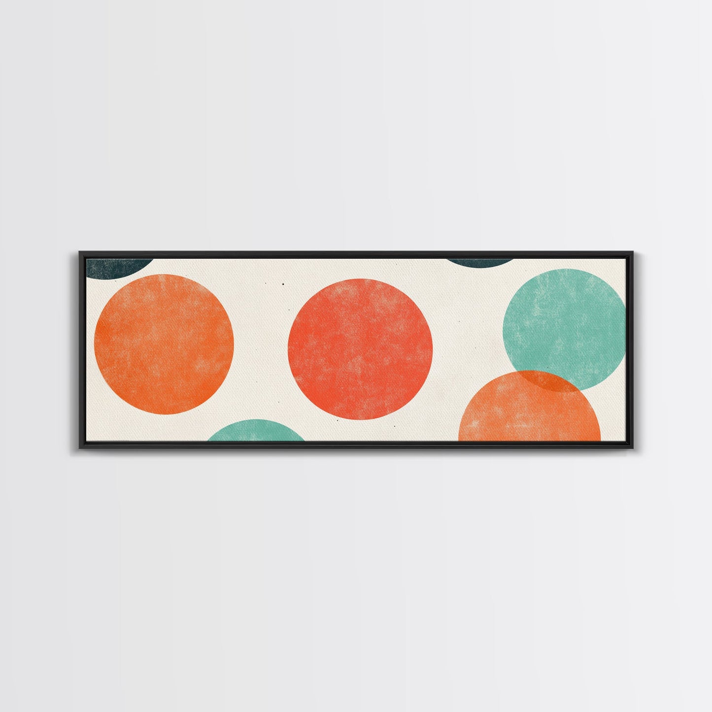 Orange and Green Wabi Sabi Wall Art, Framed Canvas Print, Abstract Wall Art, Minimalist / Neutral Circles Extra Wide Art