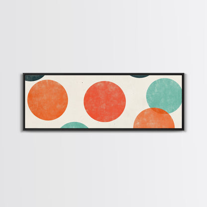 Orange and Green Wabi Sabi Wall Art, Framed Canvas Print, Abstract Wall Art, Minimalist / Neutral Circles Extra Wide Art