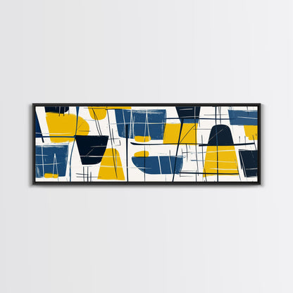 Large Colorful Abstract Painting - Blue, Yellow and Black Abstract Art - Abstract Art Large Canvas Modern Art for Above Sofa