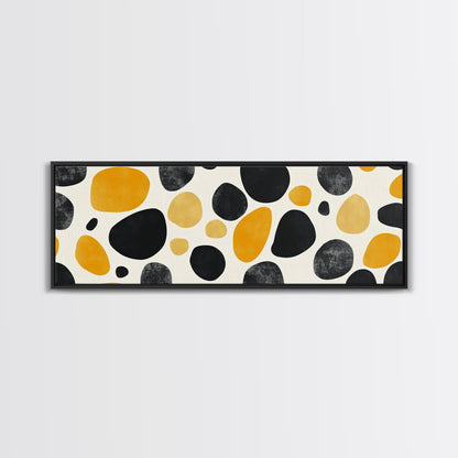 Stones In A River Bed, Frames Canvas Print, Black, Gold and White Abstract Painting Print, Modern Home Decor, Mid Century Modern Wall Art