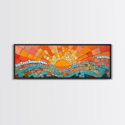 Sunset Mosaic Tiles Canvas Print - Retro Home Decor - MCM Style Wall Art - Above Sofa Canvas Art - Mosaic Artwork