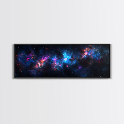 Galaxy Print Wall Art, Space Decor, Scifi Wall Art Framed Canvas Print, Universe and Stars Panoramic Wall Art