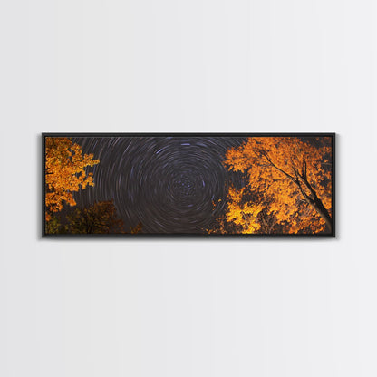 Time Lapse Photography Style Print, Panoramic Wall Art, Starry Night Sky Photo Print