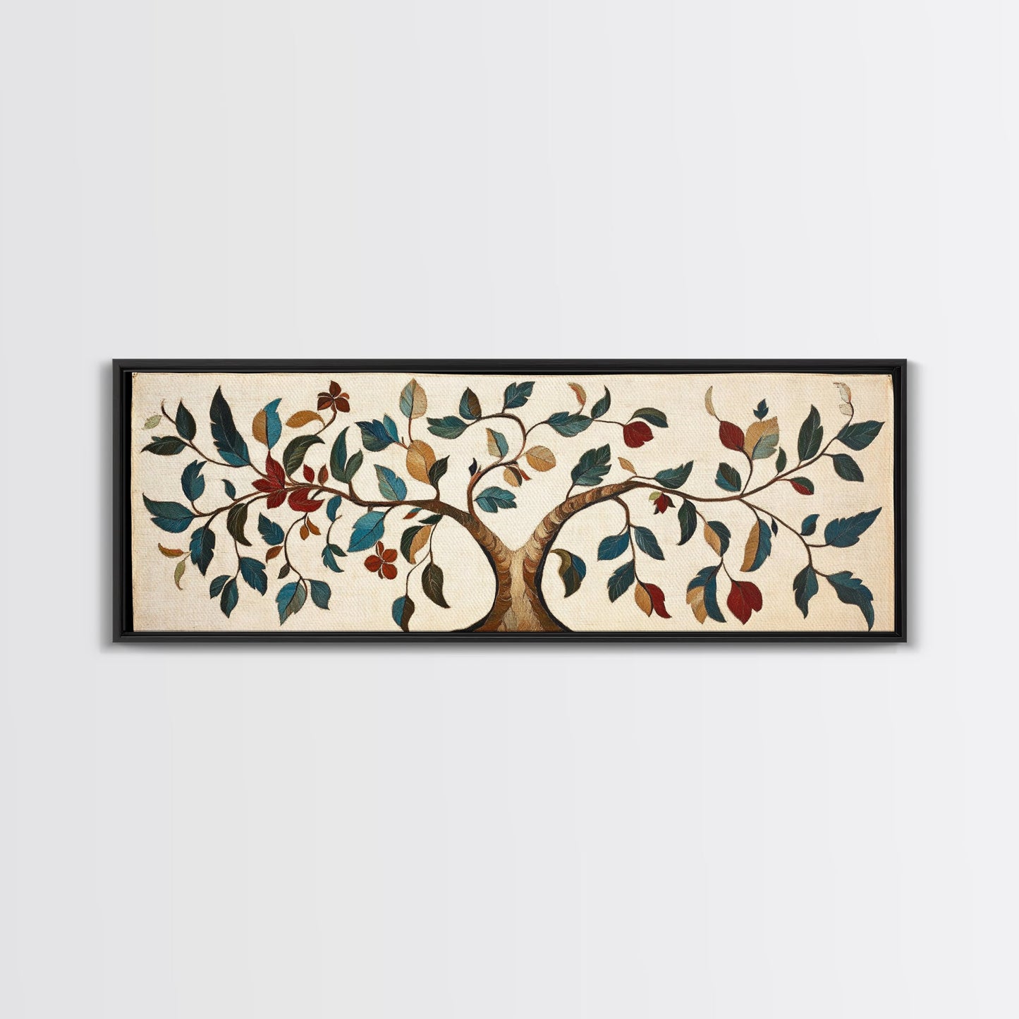 Textile Tree Print - "The Giving Tree" - Framed Canvas Print - Boho Style Wall Art