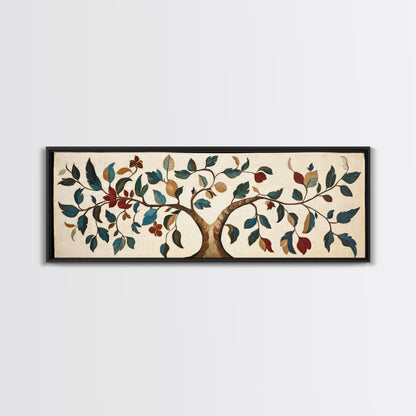 Textile Tree Print - "The Giving Tree" - Framed Canvas Print - Boho Style Wall Art