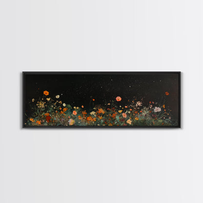 Bunch of Wild Flowers Under a Starry Night Sky, Boho Farmhouse, Eclectic Decor, Kitsch Wall Art, Modern Farmhouse Wall Art