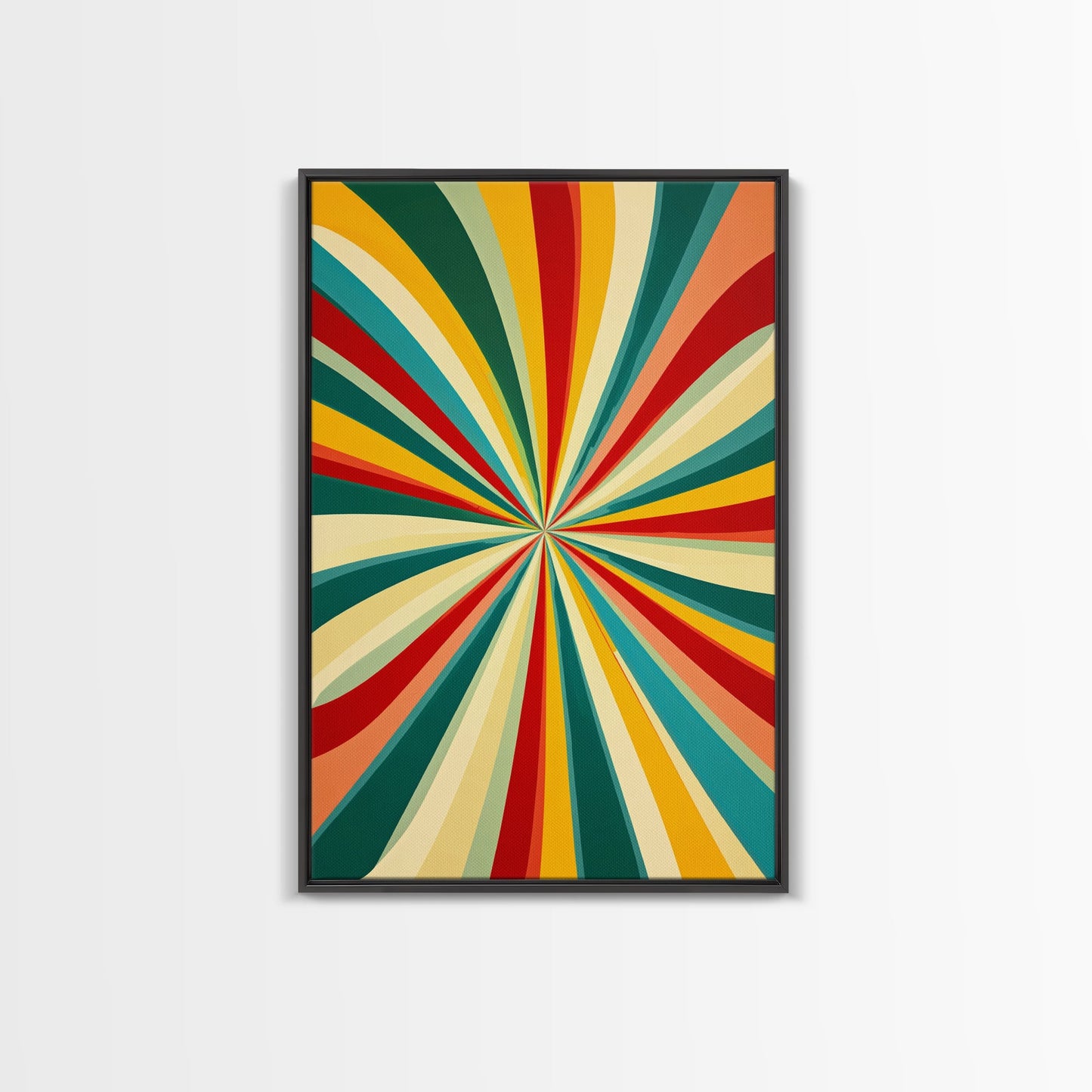 MCM Style Abstract Art - "The Tunnel" - Mid-Century Modern Wall Art, Large Wood Framed Wall Art with Midcentury Modern Style, Boho Decor