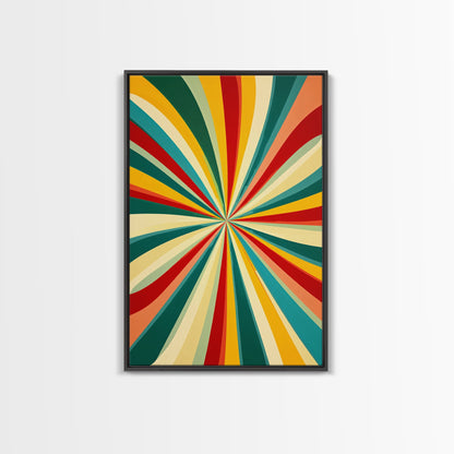MCM Style Abstract Art - "The Tunnel" - Mid-Century Modern Wall Art, Large Wood Framed Wall Art with Midcentury Modern Style, Boho Decor