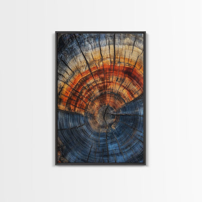 Nordic Style Tree Rings Canvas Print, Modern Farmhouse Rustic Decor, Wood Framed Art, Original Art On Canvas Wood Rings Wall Art Print