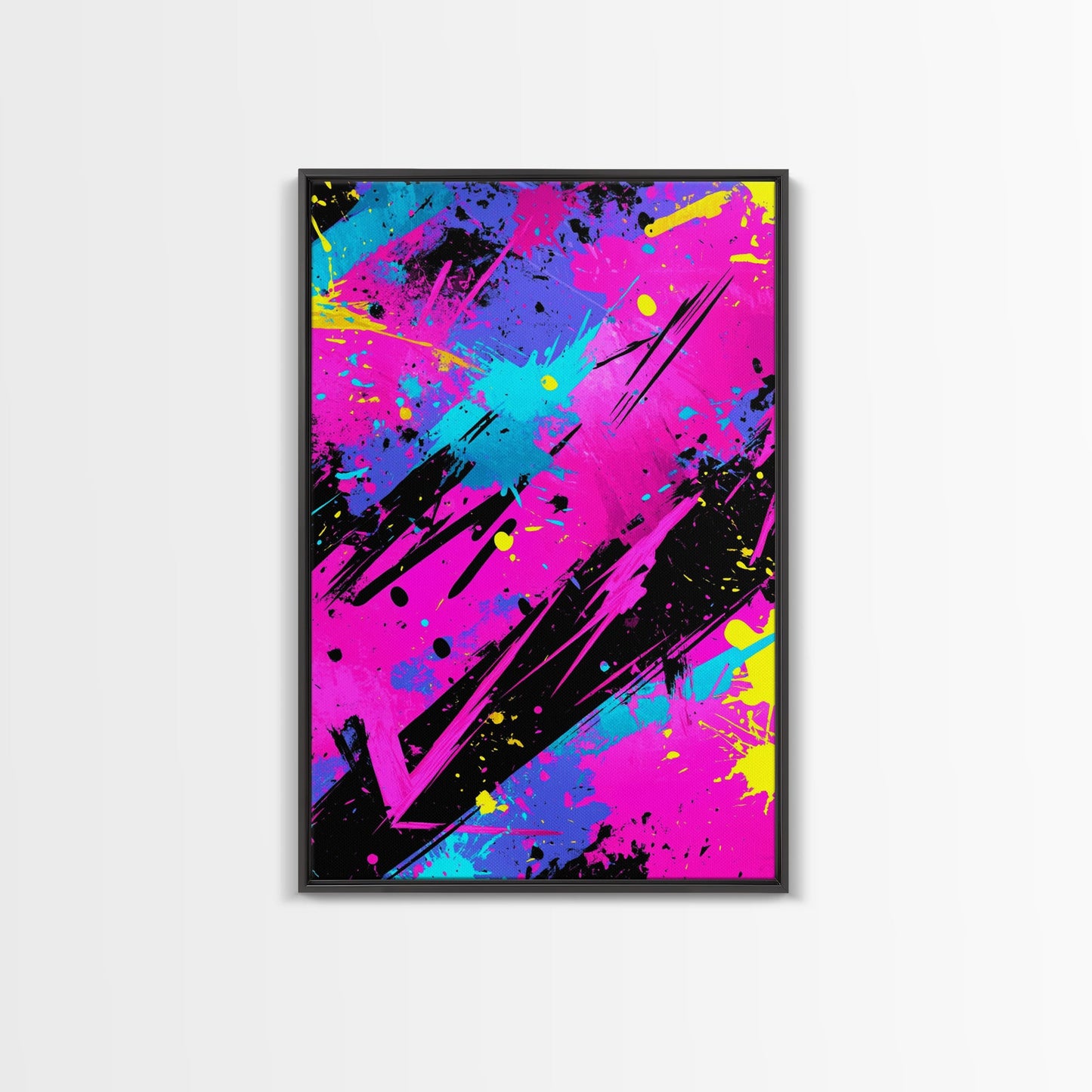Graffiti Wall Art Splatter Art, Framed Canvas Print, Grunge Style Abstract Art