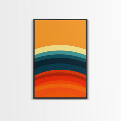 Shades Of The Sun Gradient Painting Print, Wood Framed Canvas, Minimalist Wall Art, Art Deco Inspired Living Room Decor