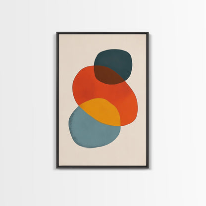 Abstract Geometric Print, White Background Modern Abstract Art, Mid-Century Modern Art, Red Blue and Yellow Art Ready To Hang