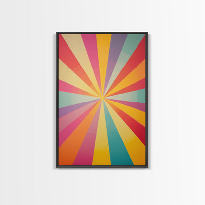 MCM Inspired Wall Art, Fire Engine Red, Slate Green, Storm Grey and Bee Yellow Geometric Framed Canvas Print, Boho Decor