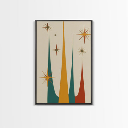 Retro Mid Century Modern Star Burst, 1950s Style Wall Art, Canvas Print, Star Burst Canvas, Retro Home Decor, Starburst Wall Art