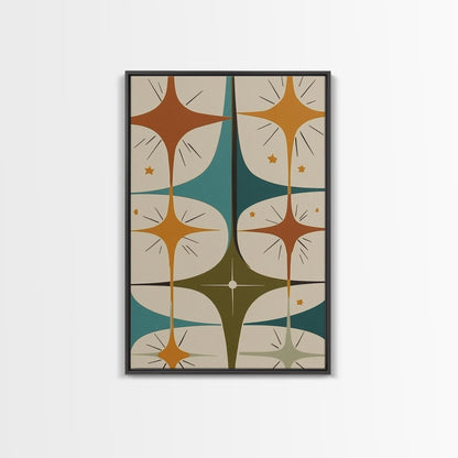 Art Deco Star Burst Canvas Print Wall Art, Retro 1950s Style, Starburst, Mid-Century Modern Wall Art, Minimalist Home Decor, Modern Art