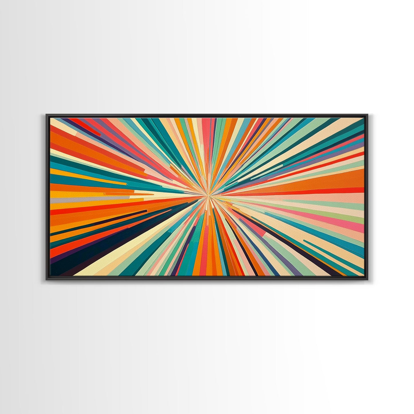 Sunburst Canvas Wall Art Canvas Print | Horizontal Pastel Color Sunset Print | Panoramic Abstract MCM Style Wall Art | Large Wide Print