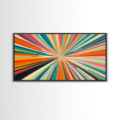 Sunburst Canvas Wall Art Canvas Print | Horizontal Pastel Color Sunset Print | Panoramic Abstract MCM Style Wall Art | Large Wide Print