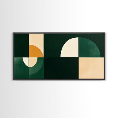 Horizontal Mid Century Modern Wall Art Framed Canvas Print, Oversized Extra Large Over Sofa living Room Wall Decor, Wall Hanging Canvas