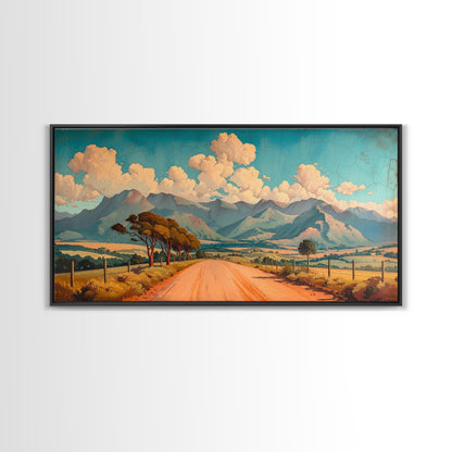 Nevada Desert Dirt Road Framed Canvas Print, Nature Print, Minimalist Wall Art, Life In The Desert, Rustic Farmhouse Above Sofa Wall Art