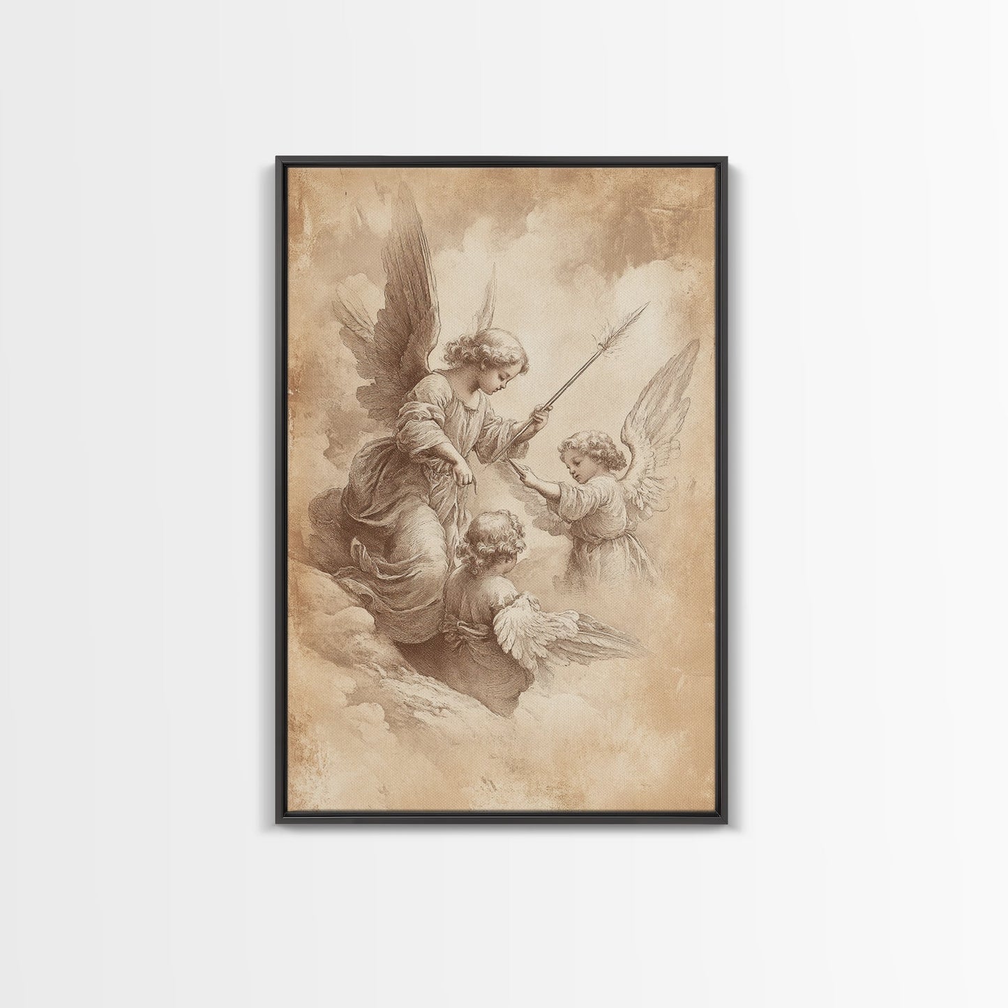 Angelic Painting Print, Framed Canvas Print, Angelic Wall Art, Abstract Angel Artwork, Personalized Gifts, Guardian Angels