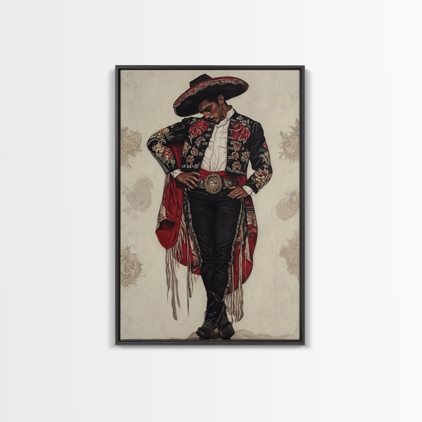 The Matador Oil Painting Canvas Print, Chicano Wall Art, Mexicano Decor, Mexican Inspired Wall Art