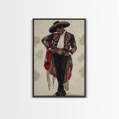 The Matador Oil Painting Canvas Print, Chicano Wall Art, Mexicano Decor, Mexican Inspired Wall Art