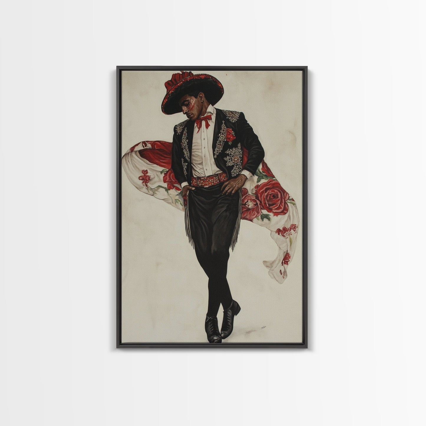 Spanish Toreador Framed Canvas Print, Impressionist Wall Art, Mexicano Wall Art, Spanish Decor, Spanish Wall Art, Cultural Decor