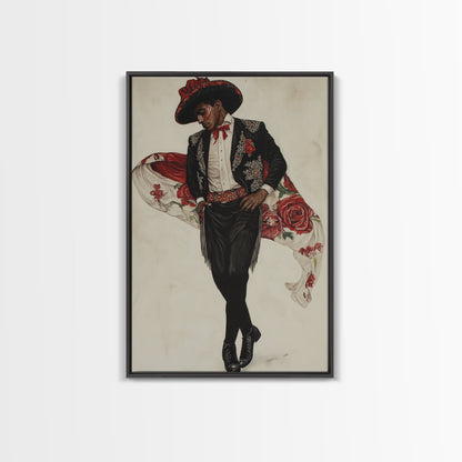 Spanish Toreador Framed Canvas Print, Impressionist Wall Art, Mexicano Wall Art, Spanish Decor, Spanish Wall Art, Cultural Decor