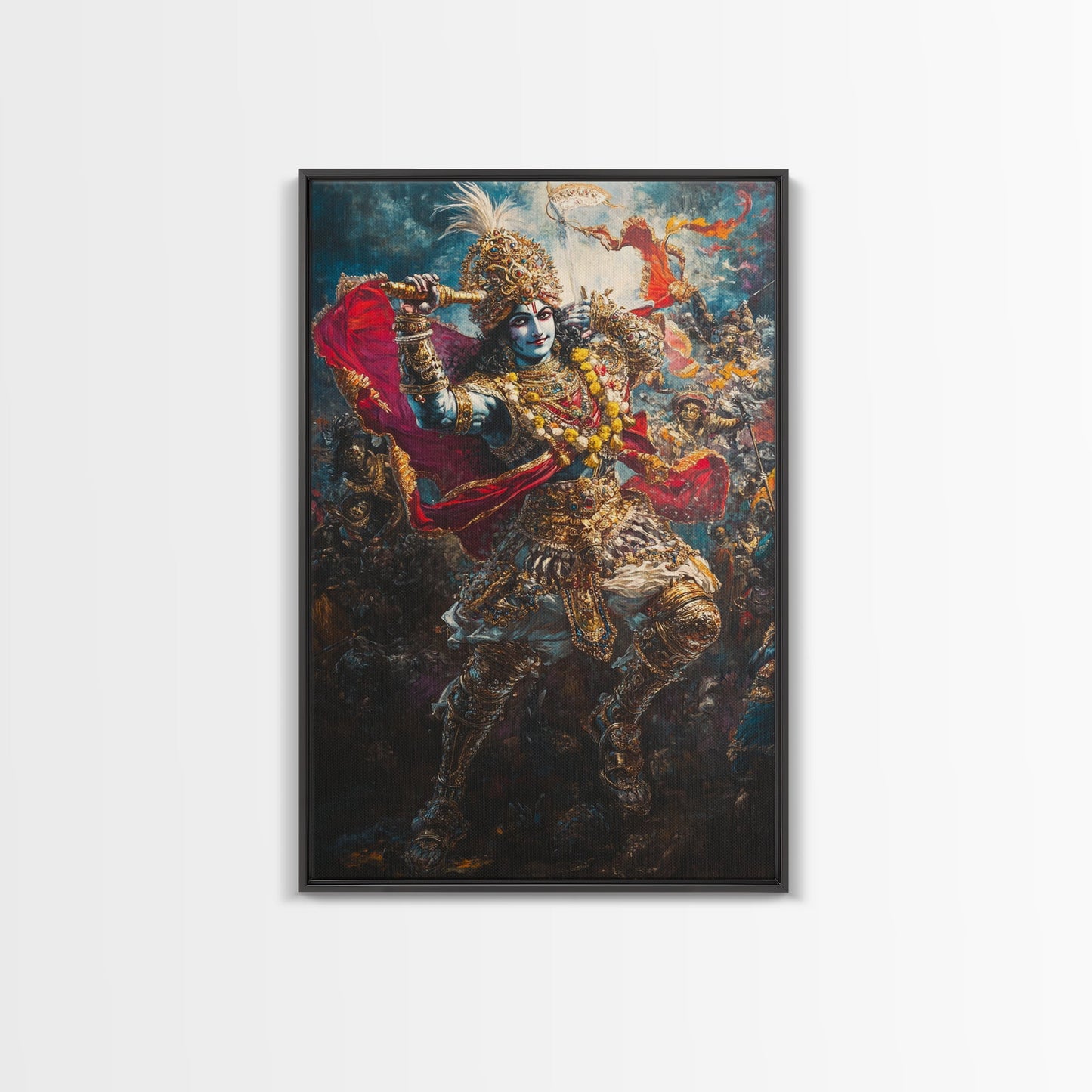 Krishna Wall Art, Radha Krishna Framed Canvas Print, Indian Hindu Wall Art