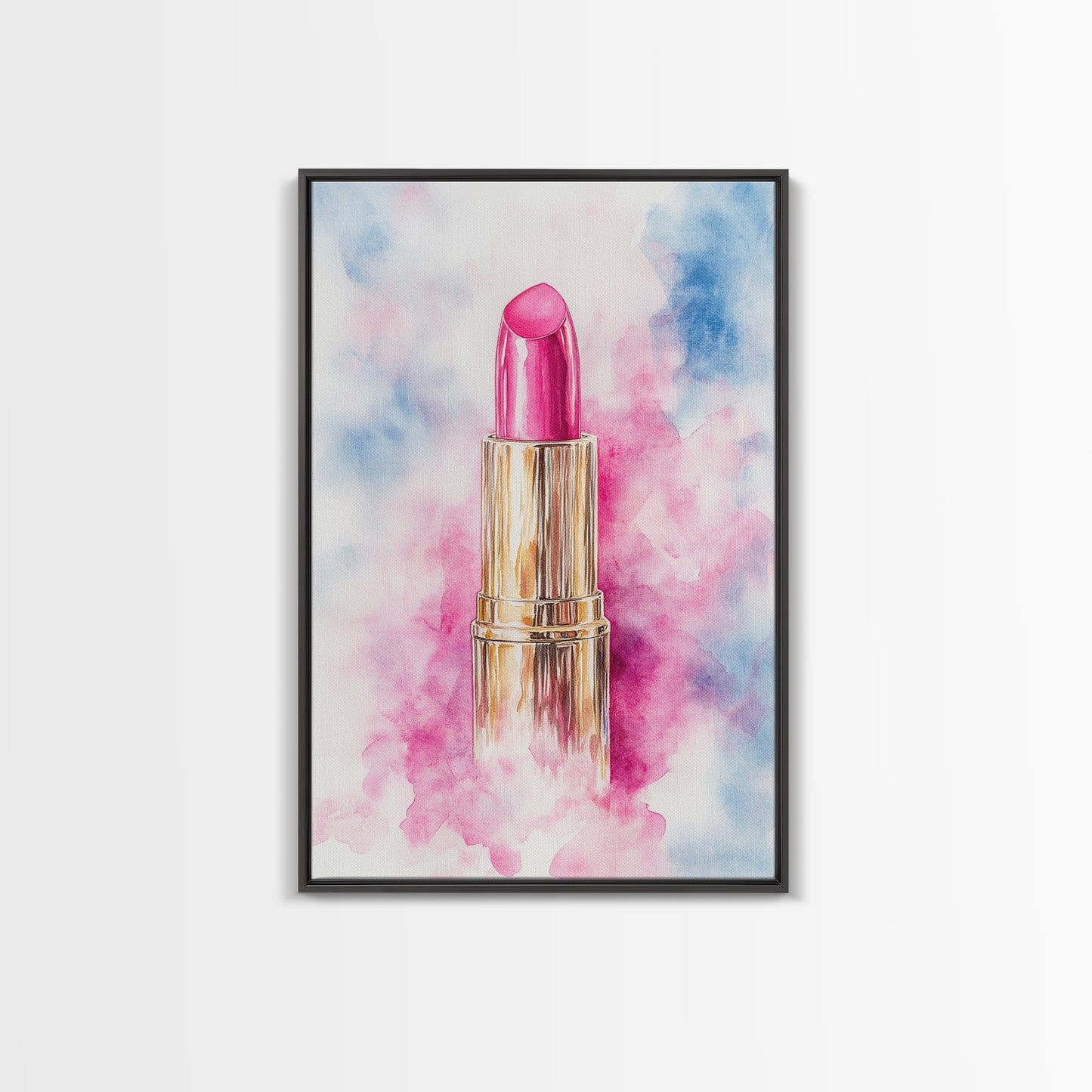 Pink Lipstick Framed Canvas Print, Preppy Dorm Room Decor, Makeup Wall Art, Girl's Dorm Room Wall Art, Preppy Art, Preppy Style Decor