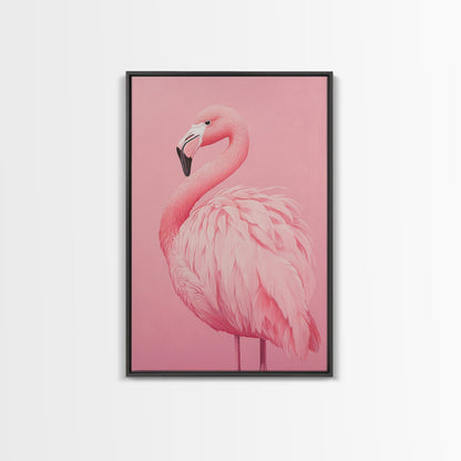 Pink Flamingo Painting Canvas Print, Flamingo Wall Art, Animals home Decor, Preppy Decor, Preppy Dorm Room Art, Preppy Decor, Girl Gift