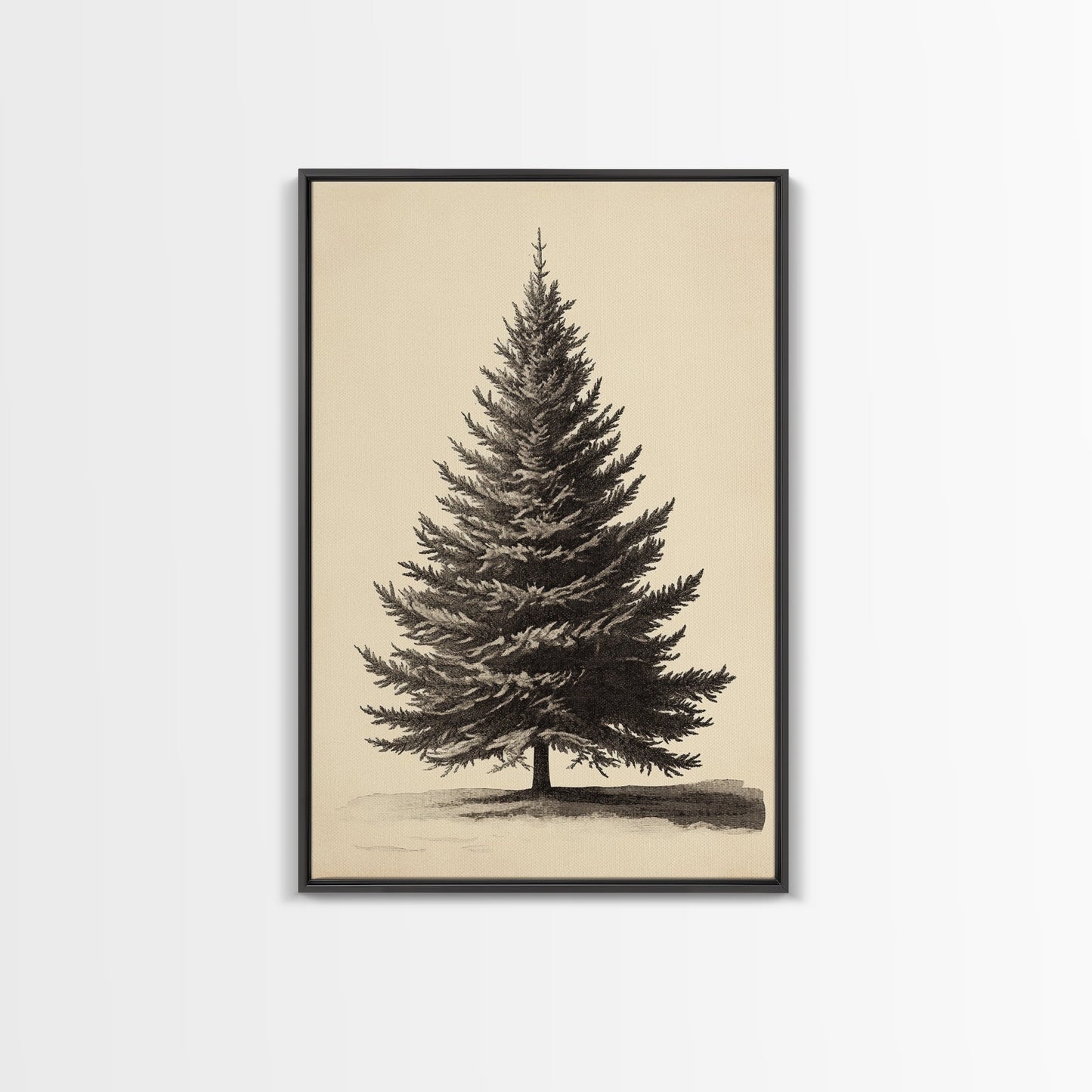 Vintage Christmas Tree Canvas Print - Framed Canvas - Minimalist Christmas Art - Boho Christmas Art - Rustic Christmas Art