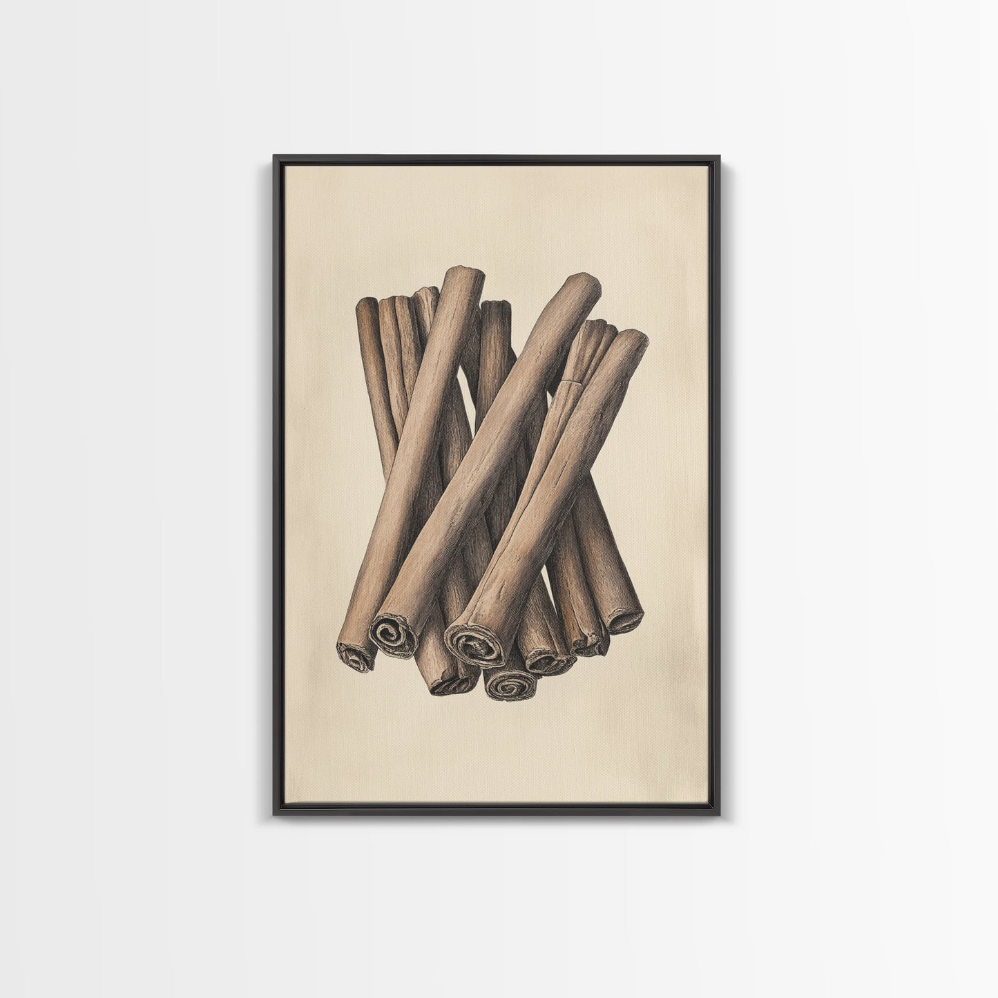 Christmas Cinnamon Sticks Canvas Print - Framed Canvas - Minimalist Christmas Art - Boho Christmas Art - Rustic Christmas Art