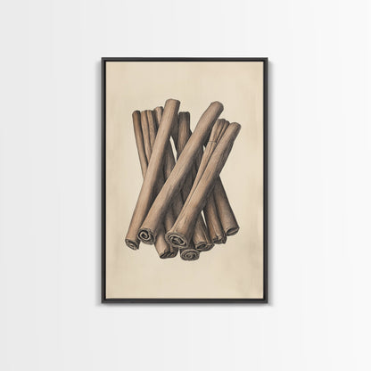 Christmas Cinnamon Sticks Canvas Print - Framed Canvas - Minimalist Christmas Art - Boho Christmas Art - Rustic Christmas Art