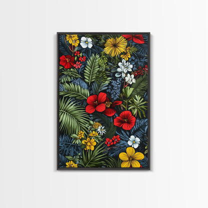 Jungle Painting Canvas Print, Mid-Century Modern Wall Art, Retro Home Decor, Wood Framed Canvas, Home Decor, Office Decor Gift Idea