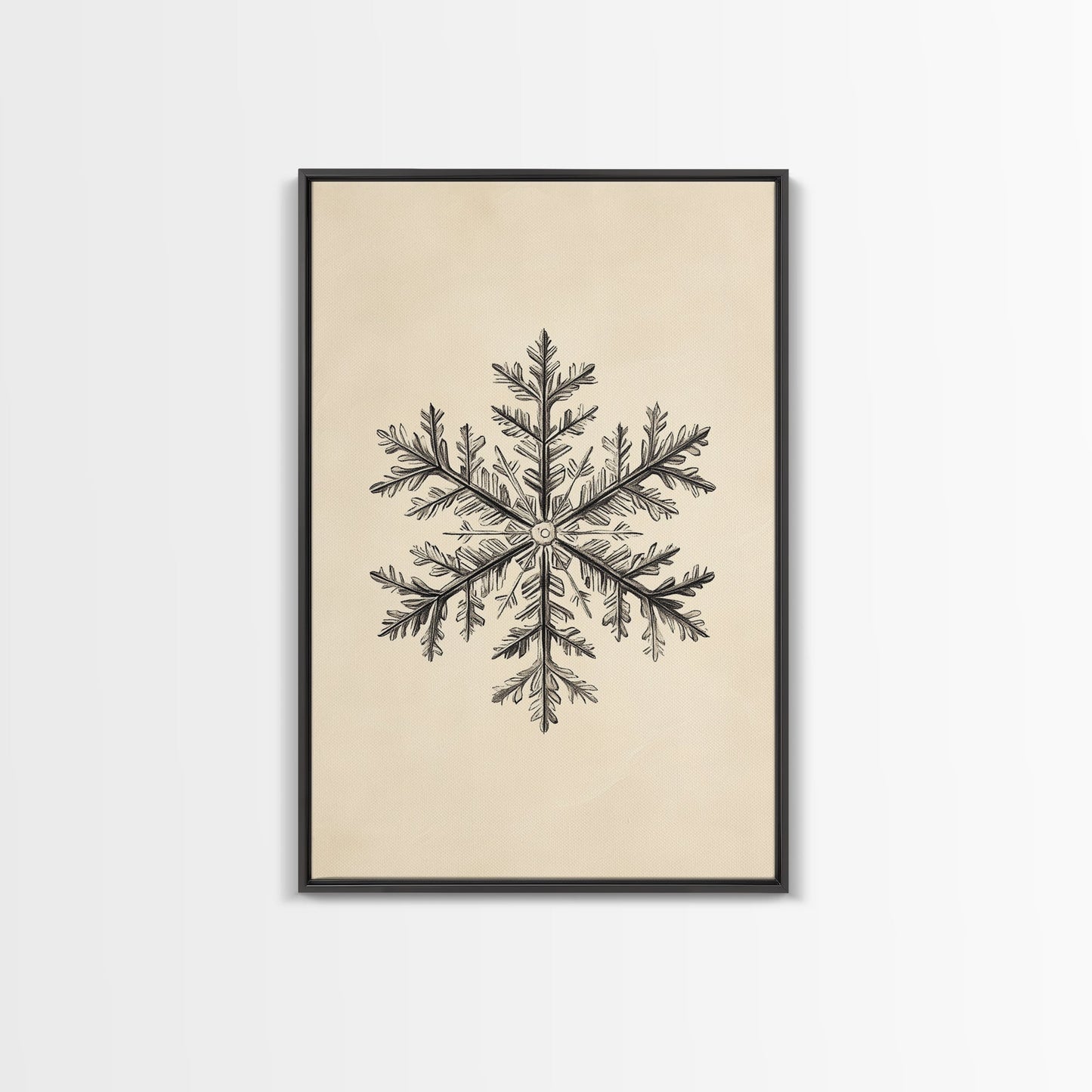 Drawing of a Snowflake Canvas Print - Framed Canvas - Minimalist Christmas Art - Boho Christmas Art - Rustic Christmas Art