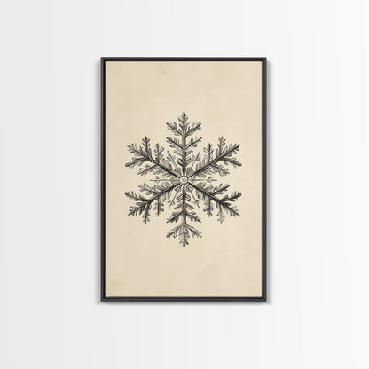 Drawing of a Snowflake Canvas Print - Framed Canvas - Minimalist Christmas Art - Boho Christmas Art - Rustic Christmas Art