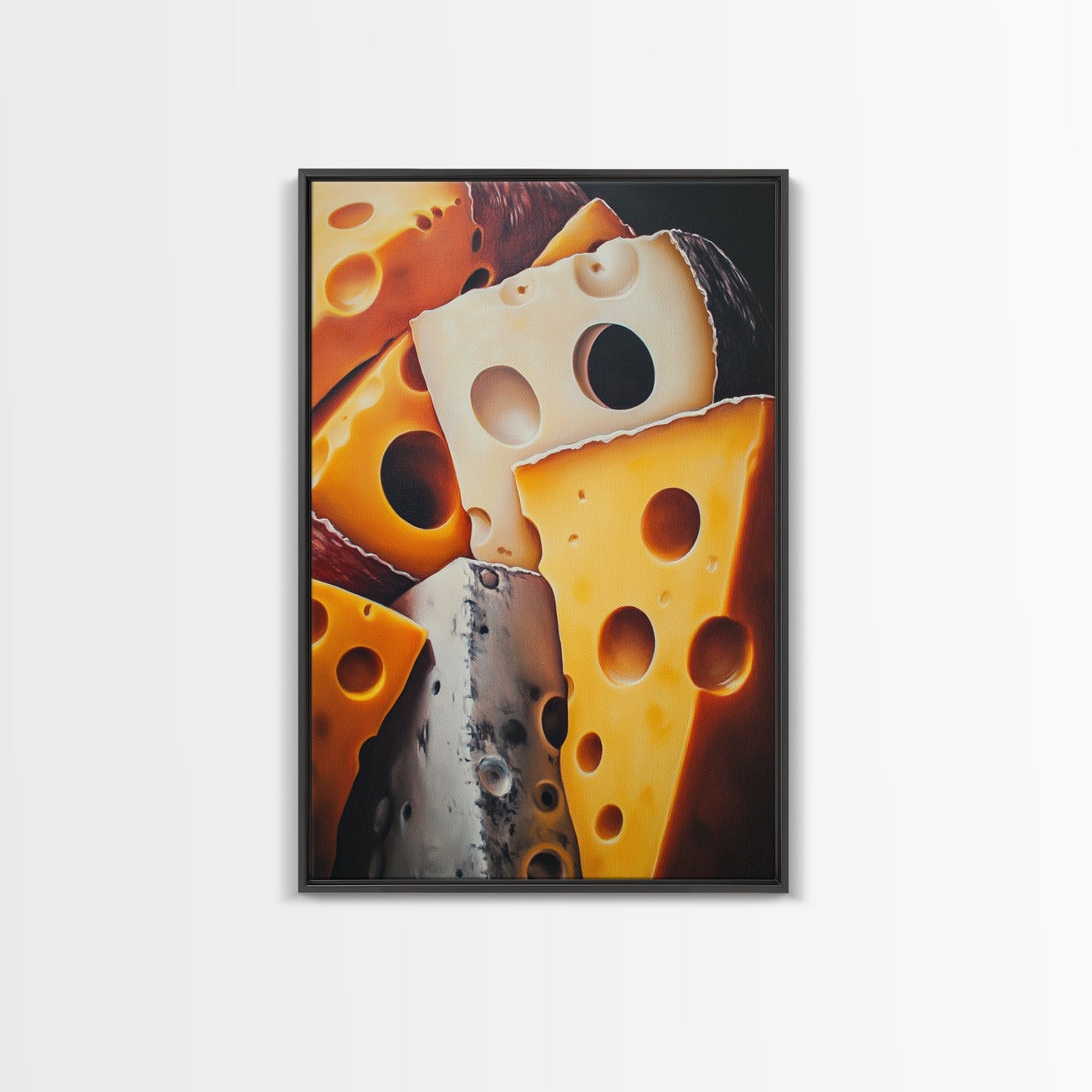 Kitchen Wall Art Painting of Cheese Canvas Print, Kitchen Decor, Modern Kitchen, Food Review Prop Decor