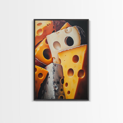 Kitchen Wall Art Painting of Cheese Canvas Print, Kitchen Decor, Modern Kitchen, Food Review Prop Decor