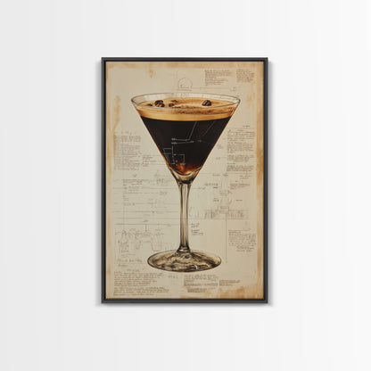 Espresso Martini Wall Art Canvas Print, Cocktail Painting, Cocktail Decor, Bar Decor, Bar Cart Art, Home Bar Wall Art, Kitchen Wall Art