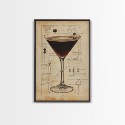 Espresso Martini Wall Art Canvas Print, Cocktail Painting, Cocktail Decor, Bar Decor, Home Bar Wall Art, Kitchen Wall Art