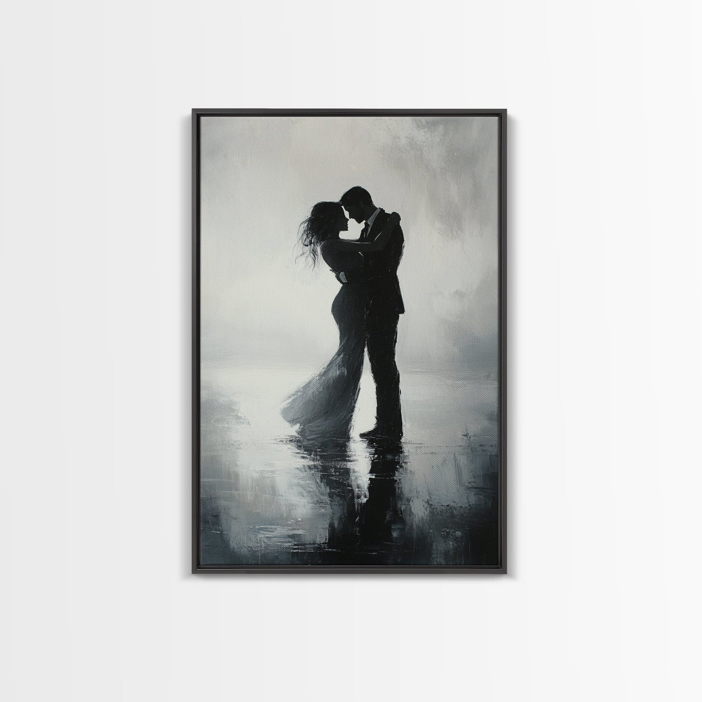 Oil Painting Print Of a Couple Dancing, Wood Framed Wall Art, Wedding Gift Idea, Wedding Decoration, Couple Dancing Art, Couple Painting