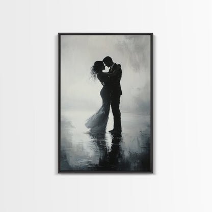 Oil Painting Print Of a Couple Dancing, Wood Framed Wall Art, Wedding Gift Idea, Wedding Decoration, Couple Dancing Art, Couple Painting