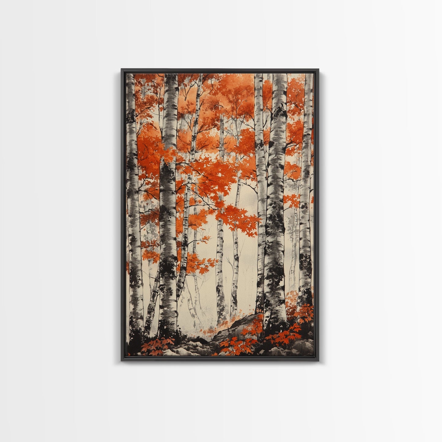 Birch Forest Art Print Autumn Aspen Trees Wall Art Birches Canvas Print Watercolor Landscape Colorado Art Neutral Fall Forest Painting