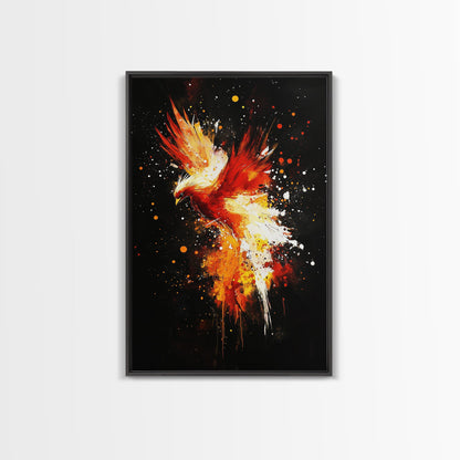 Phoenix In Flames, Retribution, Framed Canvas Print, The Phoenix, Framed Wall Art, Original Painting Phoenix, Punk Art, Graffiti Art